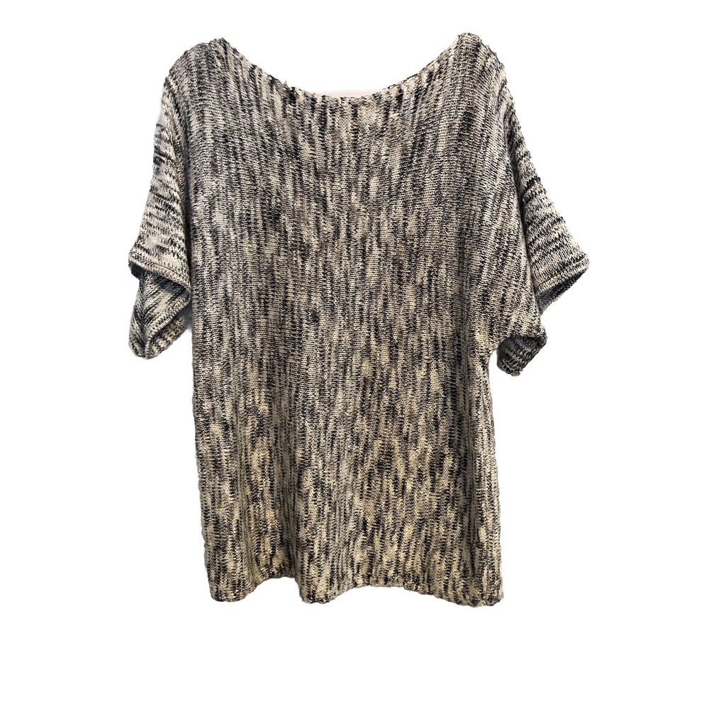 Notations Womens Sweater‎ Extra Large Black White Blend Short Sleeve Shirt Flaw